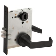 SCHLAGE Grade 1 Entrance Office Mortise Lock, SFIC Prep Less Core, 06 Lever, A Rose, Flat Black Coated Finis L9050B 06A 622